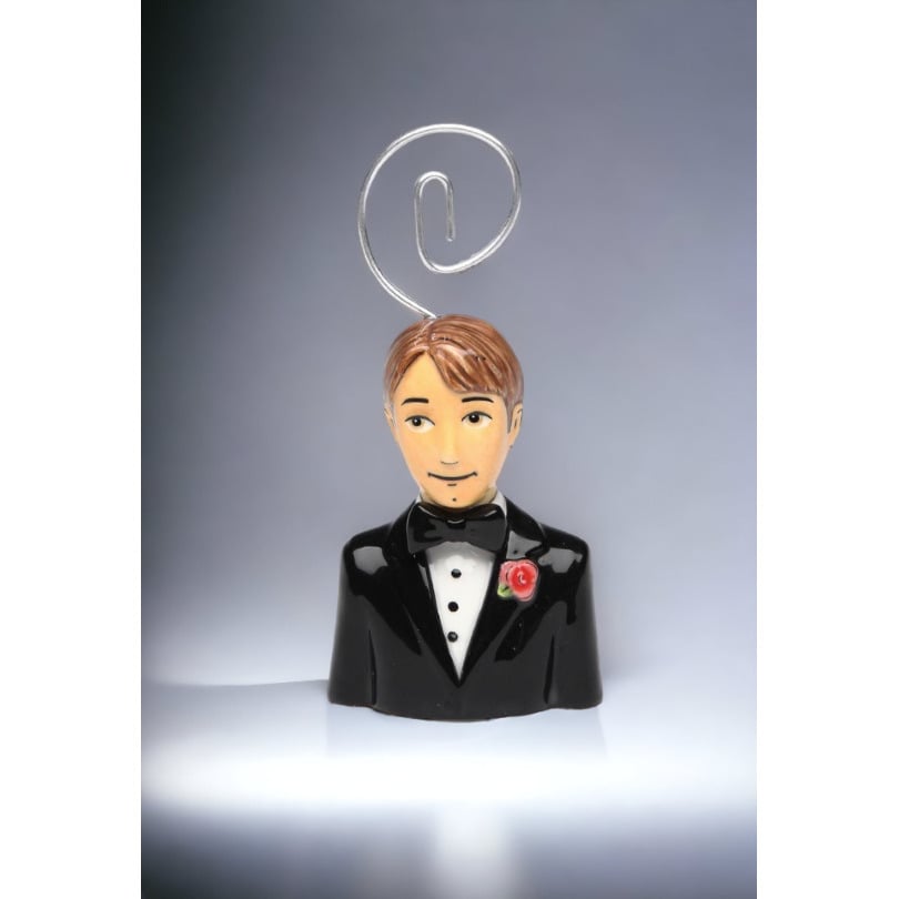 Hand Painted Ceramic Groom Card Holder Set of 6 2x2 7/8 Inches Image 2