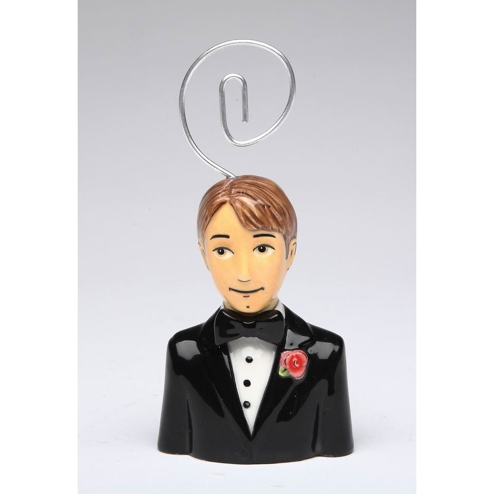 Hand Painted Ceramic Groom Card Holder Set of 6 2x2 7/8 Inches Image 3