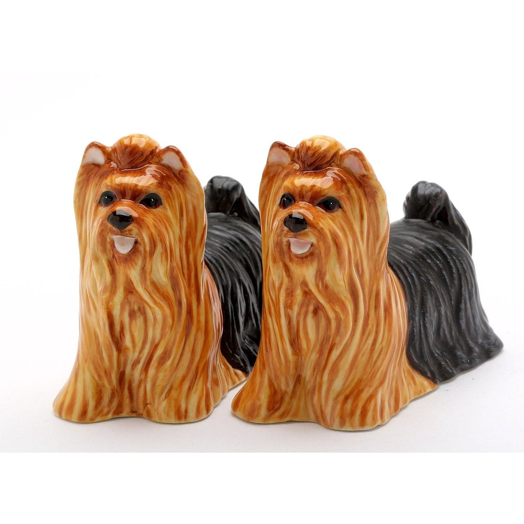 Ceramic Yorkshire Terrier Salt and Pepper Shakers Hand-Painted Gift Image 3