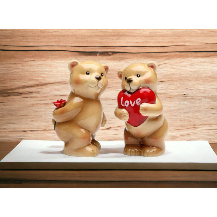 Ceramic Teddy Bear Salt and Pepper Shakers Valentines Day Gift Image 2