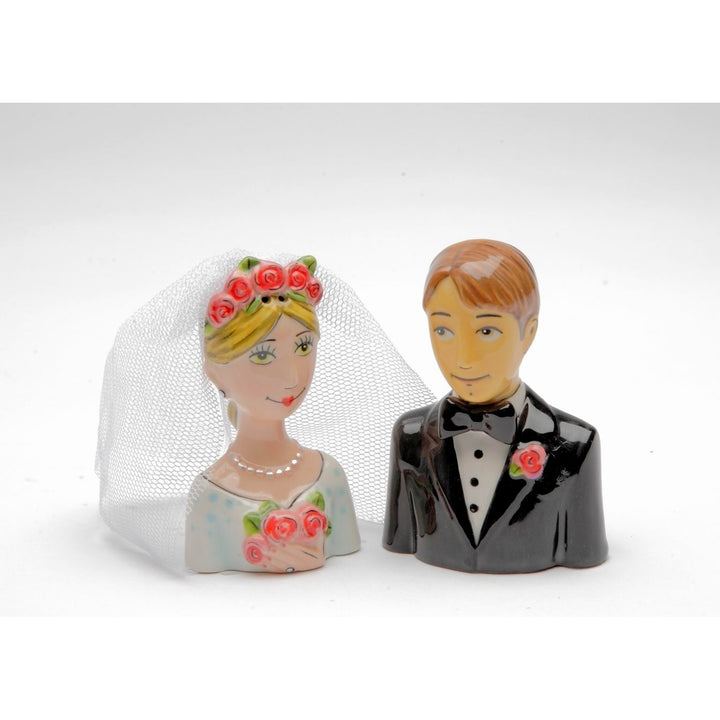 Ceramic Wedding Bride and Groom Salt and Pepper Shakers Unique Gift Decor Image 3