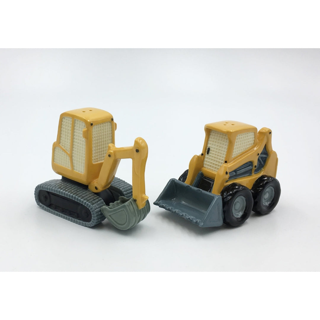 Ceramic Excavator Salt and Pepper Shakers 3.625 inch Hand Painted Image 3