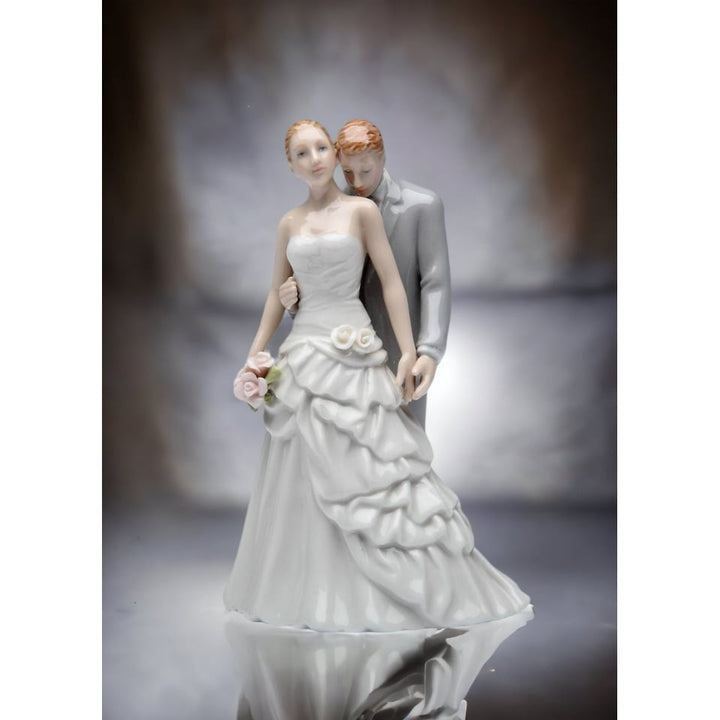 Hand Crafted Ceramic Groom Kissing Bride Wedding Figurine 3.75x3x5.75 Inches Image 2