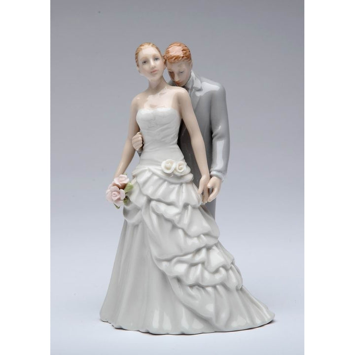 Hand Crafted Ceramic Groom Kissing Bride Wedding Figurine 3.75x3x5.75 Inches Image 3