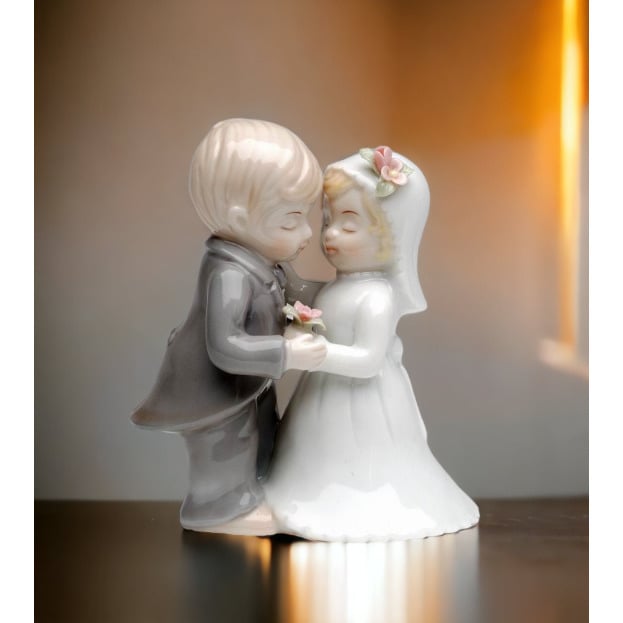 Ceramic Mini Wedding Couple Figurine 2.6x2x3.75 Gift Favor Image 1