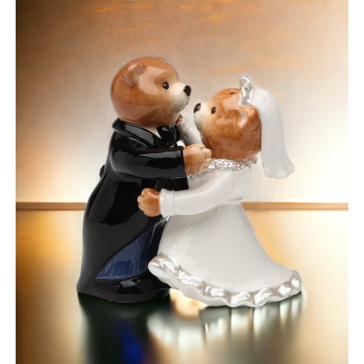 Ceramic Teddy Bear Couple Salt and Pepper ShakersWedding Dcor or GiftWedding FavorAnniversary Dcor or GiftHome Image 2