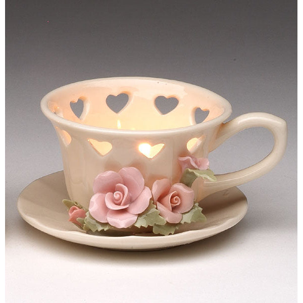 Handcrafted Ceramic Rose Cup Tealight Candle Holder 3 inch Wedding Favor Gift Image 3