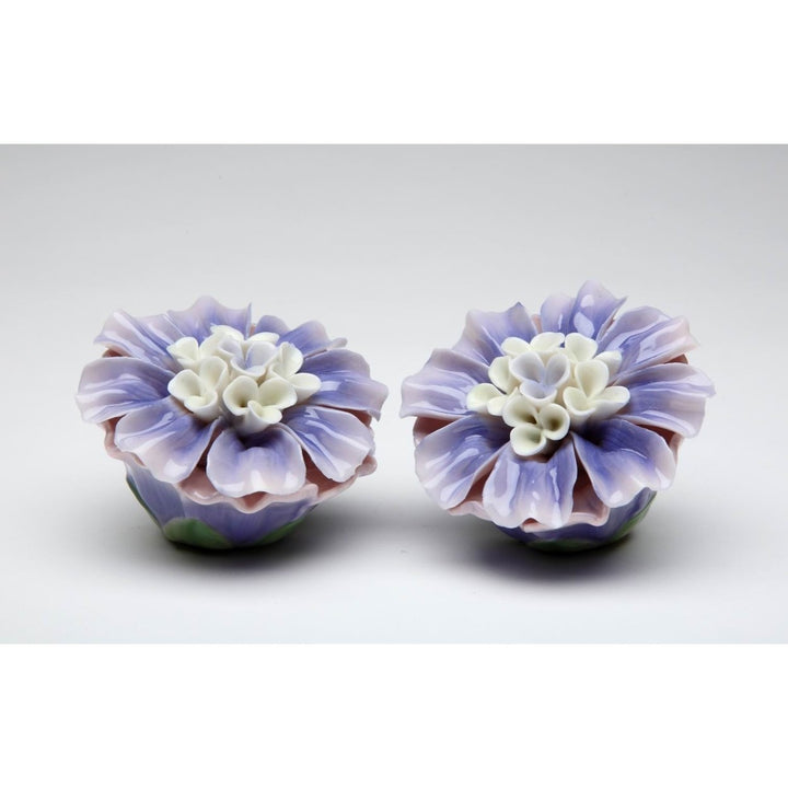 Ceramic Dahlia Flower Salt and Pepper Shakers 2.5 inch Gift Image 3