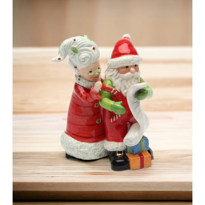 Ceramic  Mrs. Claus Helping Santa with Wish List Salt and Pepper ShakersHome DcorKitchen Dcor Image 2