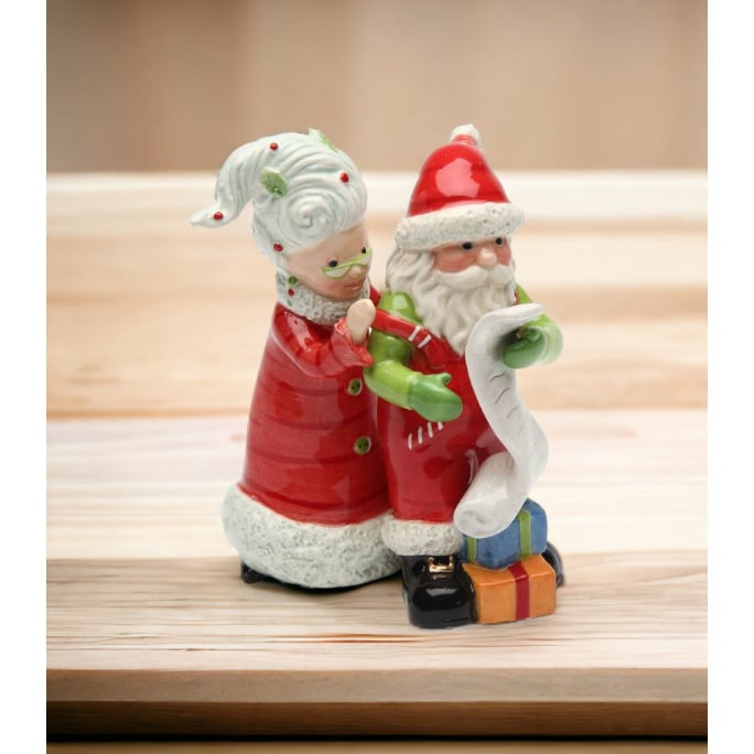 Kevins Gift Shoppe Ceramic Mrs. Claus Helping Santa with Wish List Salt and Pepper Shakers Image 2