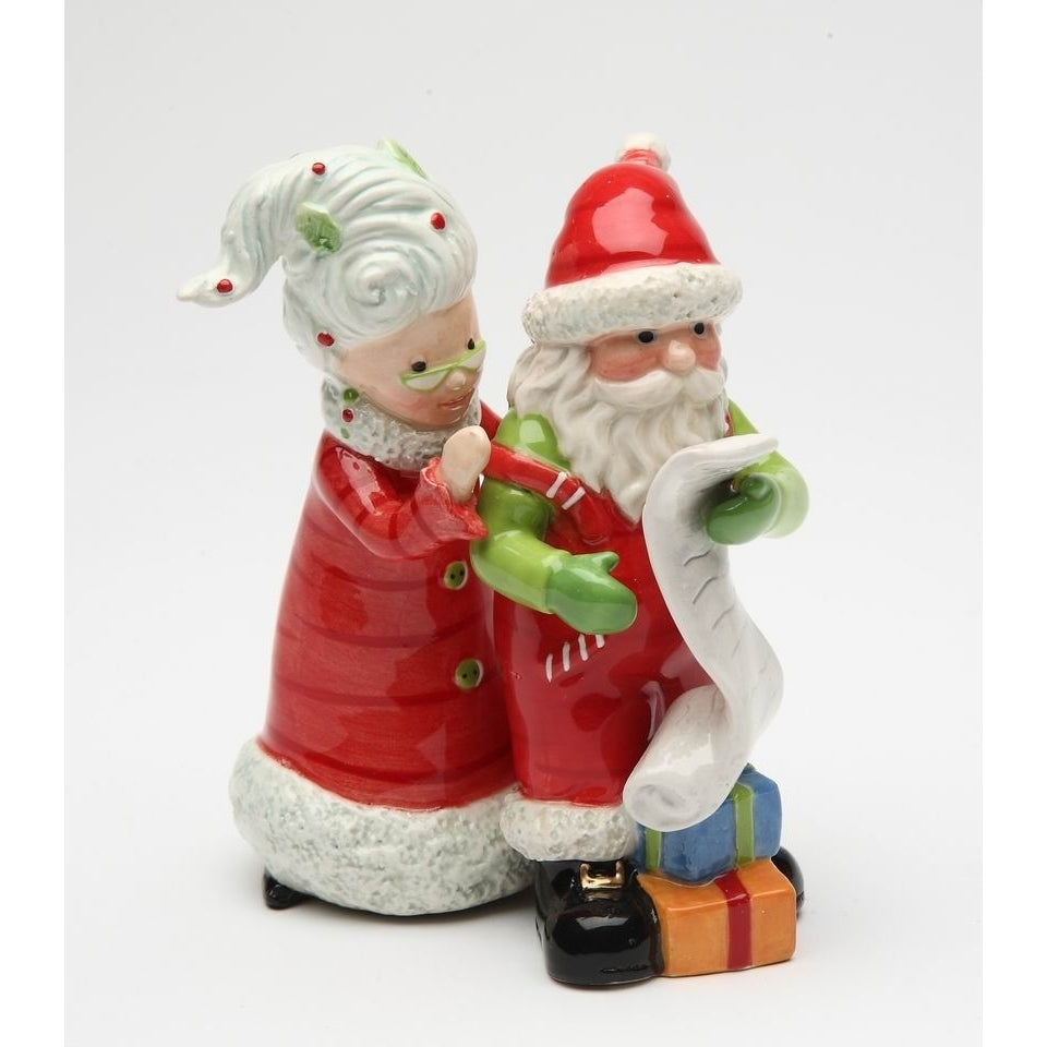 Ceramic  Mrs. Claus Helping Santa with Wish List Salt and Pepper ShakersHome DcorKitchen Dcor Image 3