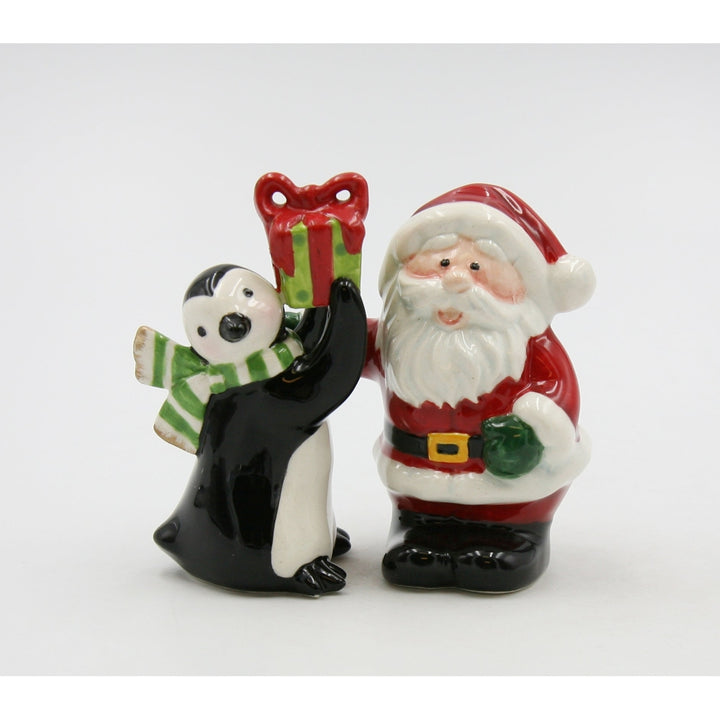 Ceramic Santa Claus Penguin Salt and Pepper Shakers Holiday Gift Image 3