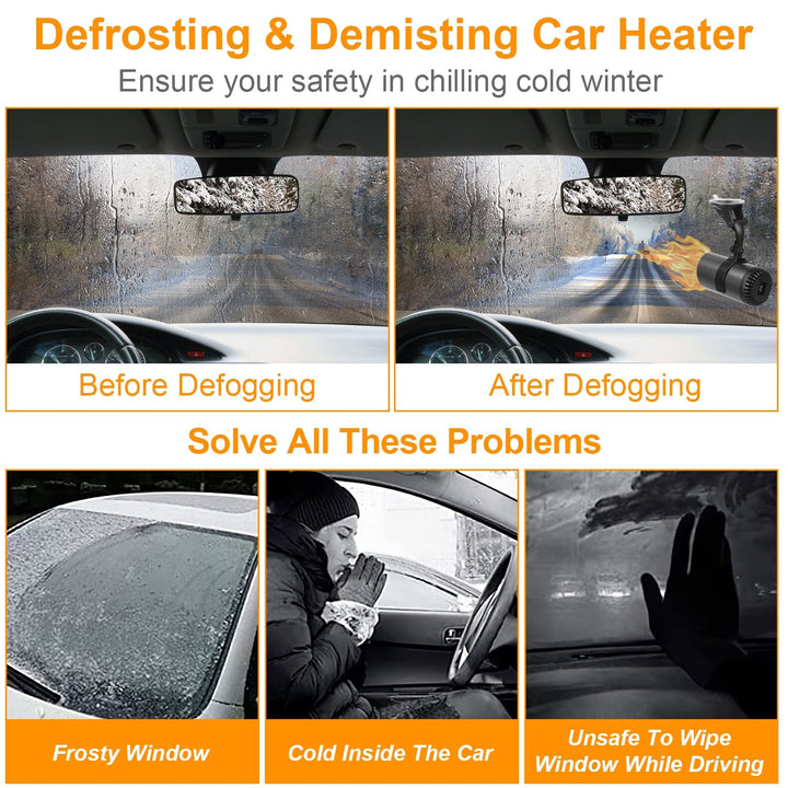 12V 150W Portable Car Heater 2 In 1 Heating Cooling Fan Rotatable Demister Defroster with 4.92ft Cord Image 4