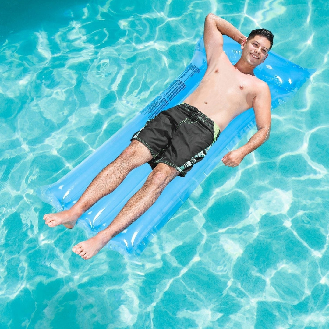 Inflatable Pool Float Raft Foldable Float Lounge Chair Swimming Pool Water Mat with Pillow Air Mat Mattress Image 6