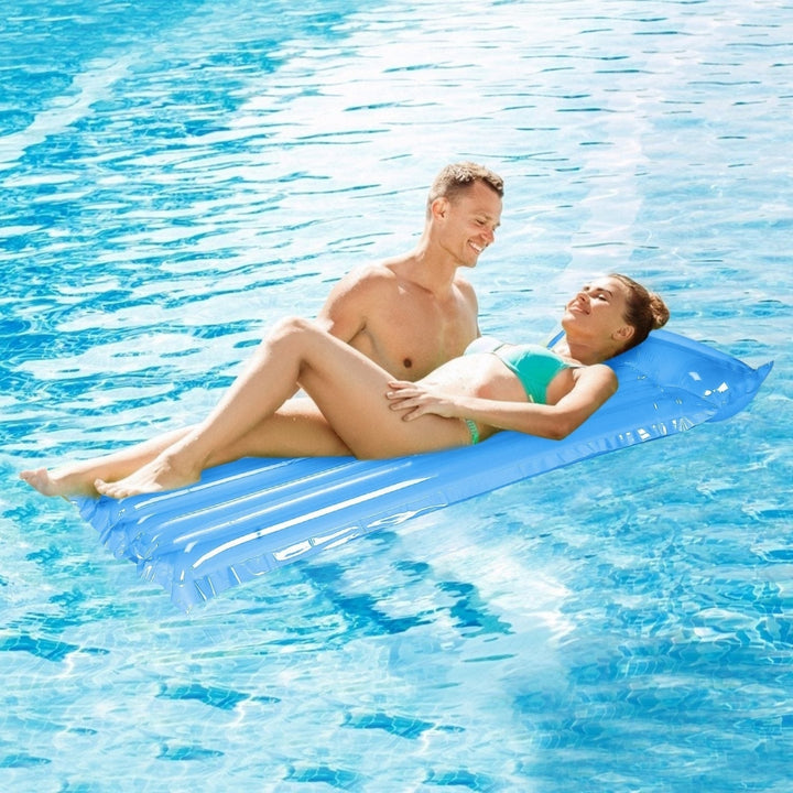 Inflatable Pool Float Raft Foldable Float Lounge Chair Swimming Pool Water Mat with Pillow Air Mat Mattress Image 8