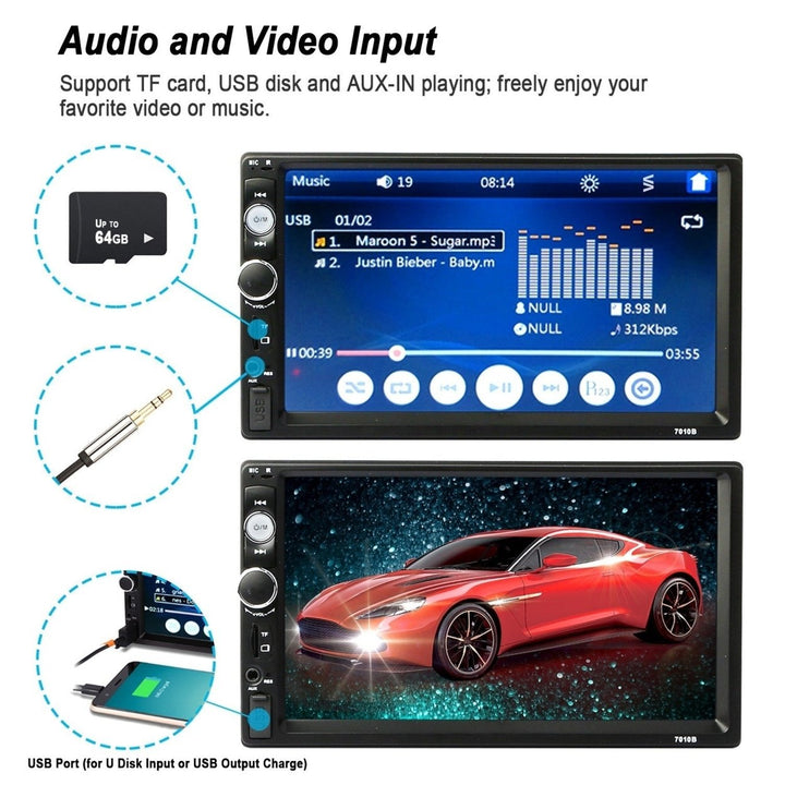 7 Inches Universal Wireless Car MP5 Player 1080P Video Player Stereo Audio FM Radio Image 7