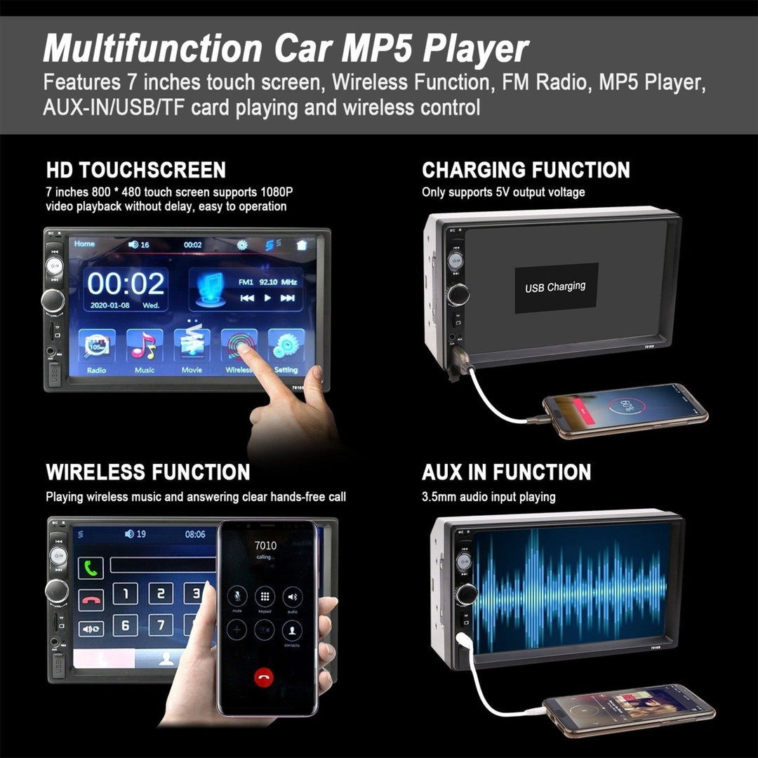 7 Inches Universal Wireless Car MP5 Player 1080P Video Player Stereo Audio FM Radio Image 11