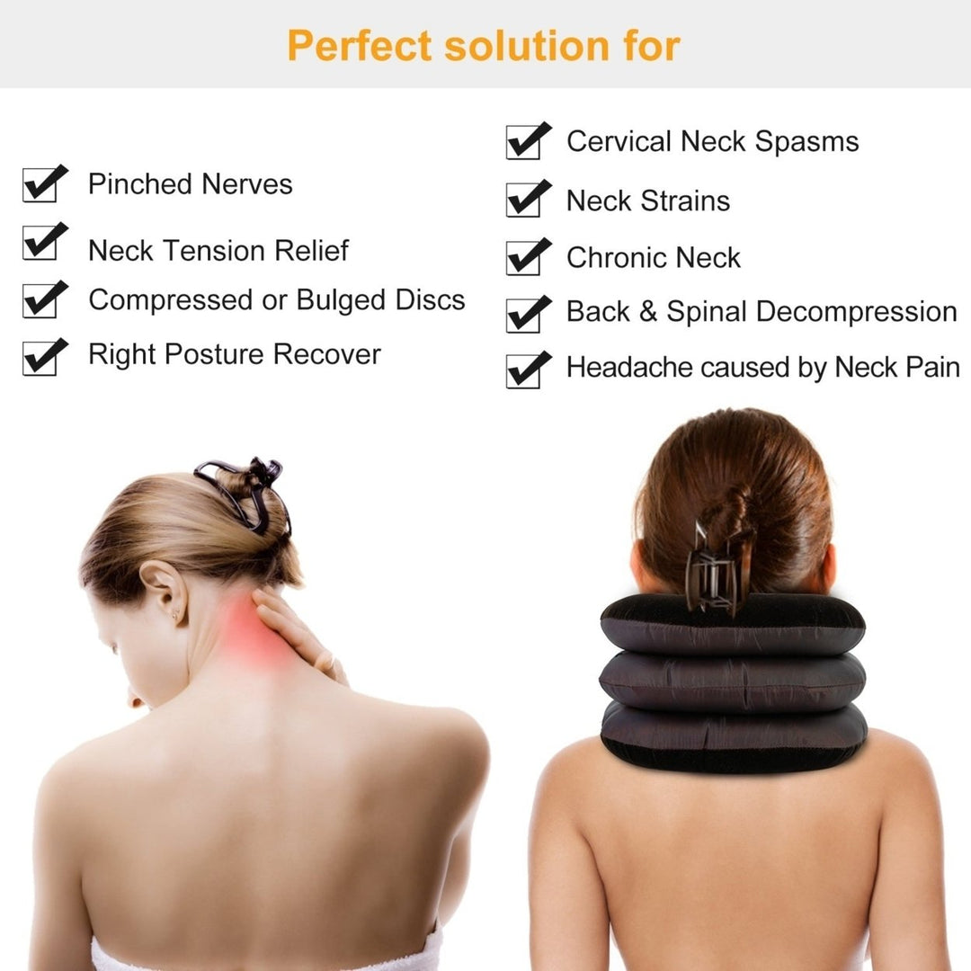 Inflatable Cervical Neck Traction Pillow Neck Shoulder Spine Alignment Pump Travel Support Pillow Inflatable Spinal Image 4