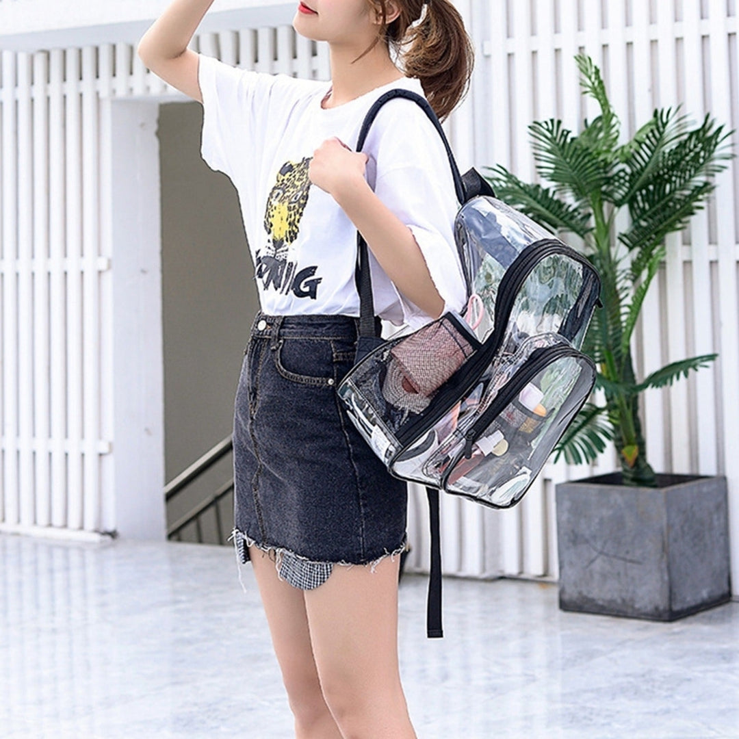 Clear Backpack Heavy Duty Transparent Book Bag Waterproof PVC Clear Backpack 5.3Gal with Reinforced Strap Image 7