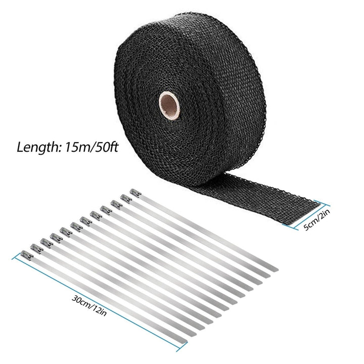 2in 50FT Exhaust Heat Wrap Fiberglass Manifold Header Pipe Heat Wrap with 12 Locking Ties Image 8