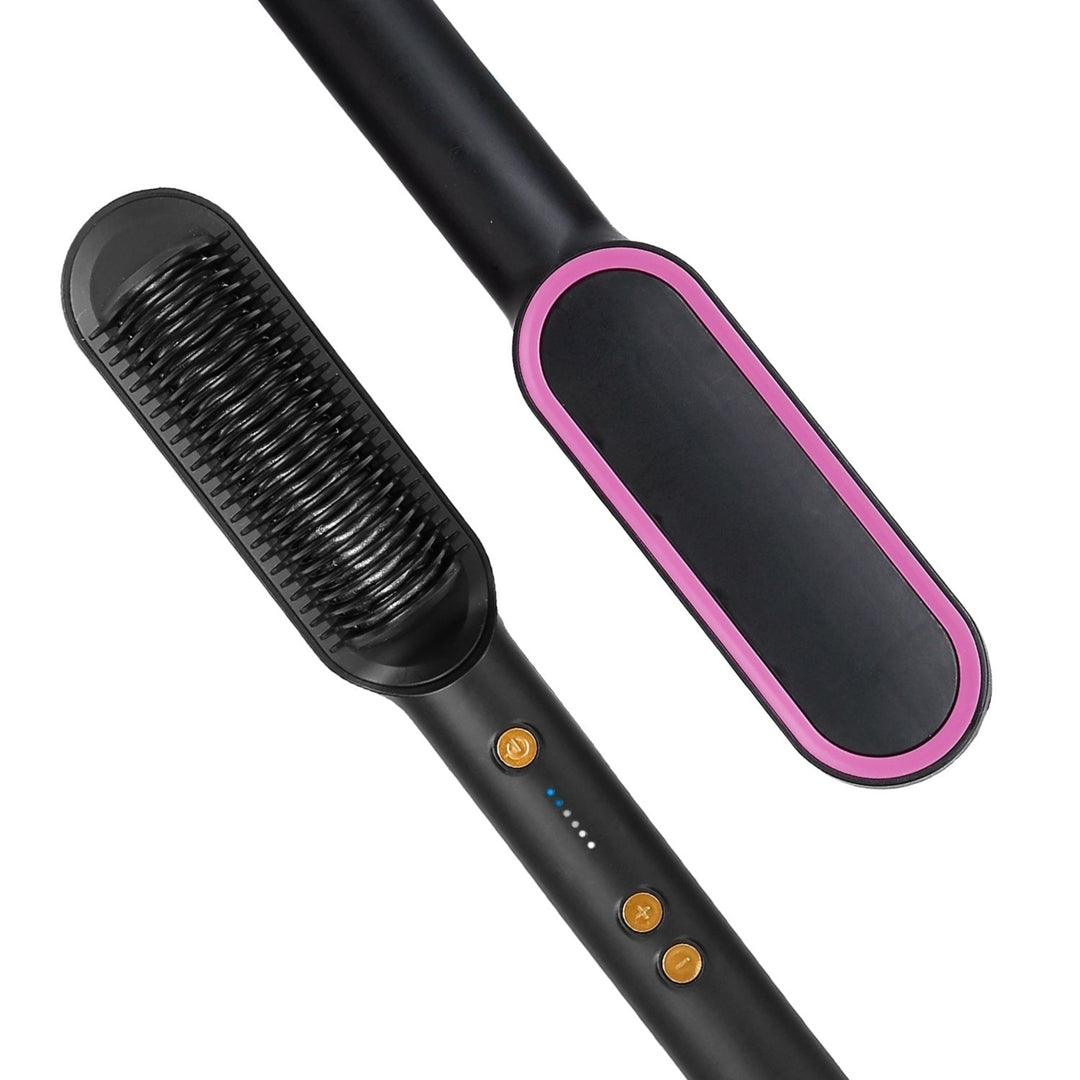 Electric Hair Straightener Brush Straightening Curler Brush Hot Comb 5 Temperature Adjustment 10S Fast Heating Image 10