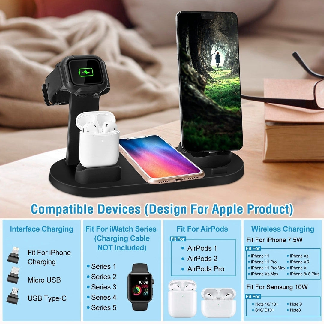 Wireless Charger Dock 4 in 1 10W Fast Charging Station For iPhone Apple iWatch Series Image 3