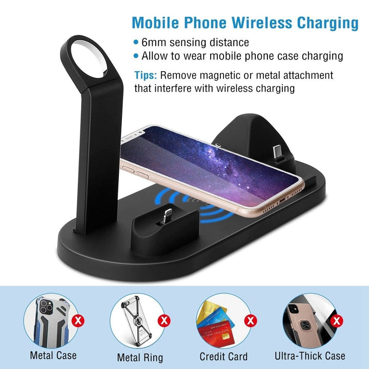 Wireless Charger Dock 4 in 1 10W Fast Charging Station For iPhone Apple iWatch Series Image 6