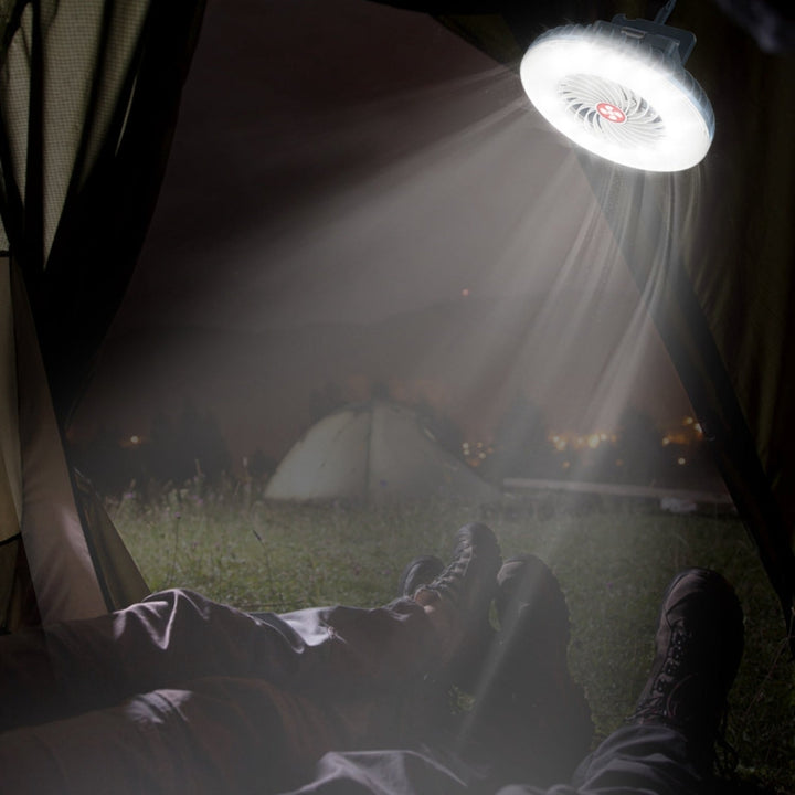 Portable Camping Fan Rechargeable Hanging Tent Lamp Emergency Power Bank with 3 Fan Speeds 2 Lighting Brightness Image 8