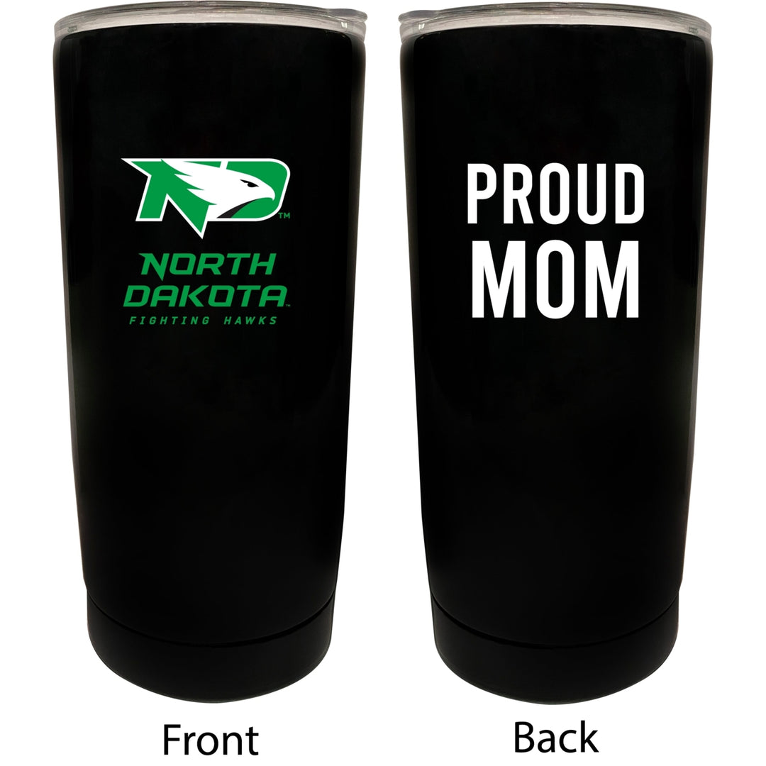 North Dakota Fighting Hawks NCAA Insulated Tumbler - 16oz Stainless Steel Travel Mug Proud Mom Design Black Image 1