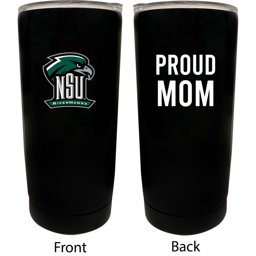 Northeastern State University Riverhawks NCAA Insulated Tumbler - 16oz Stainless Steel Travel Mug Proud Mom Design Black Image 1