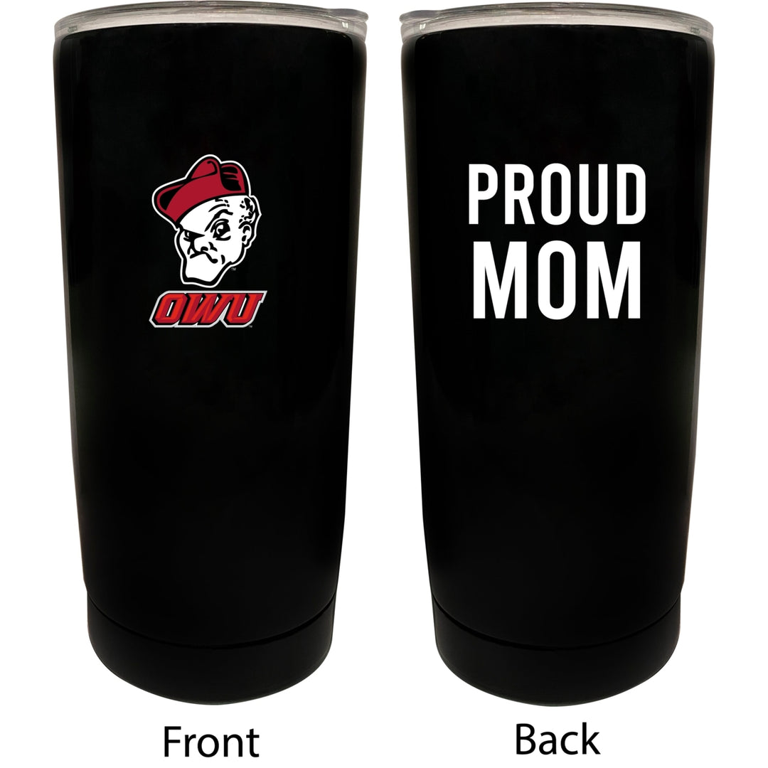 Ohio Wesleyan University NCAA Insulated Tumbler - 16oz Stainless Steel Travel Mug Proud Mom Design Black Image 1