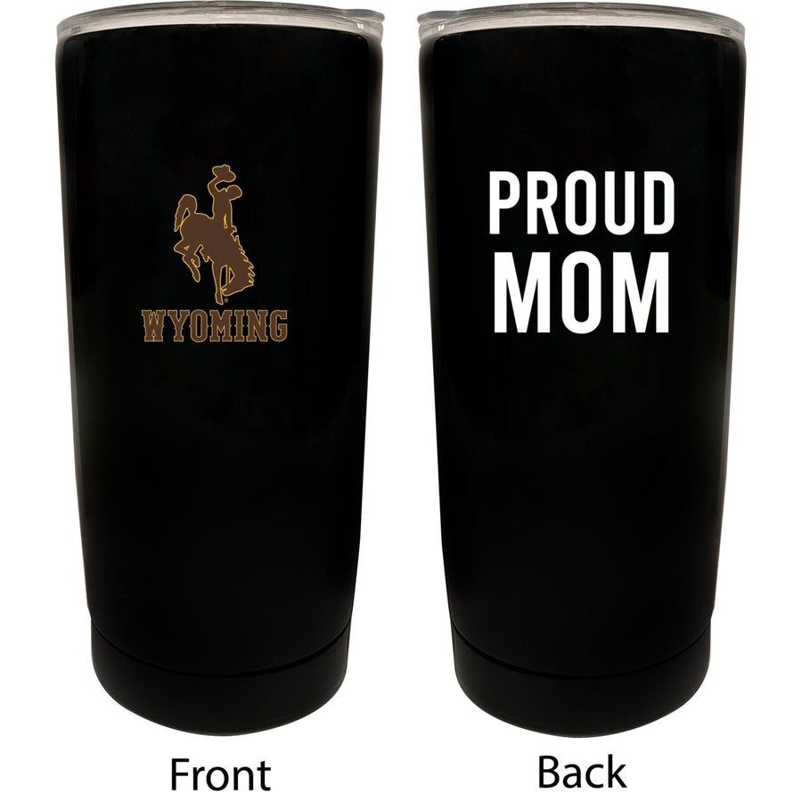 University of Wyoming NCAA Insulated Tumbler - 16oz Stainless Steel Travel Mug Proud Mom Design Black Image 1