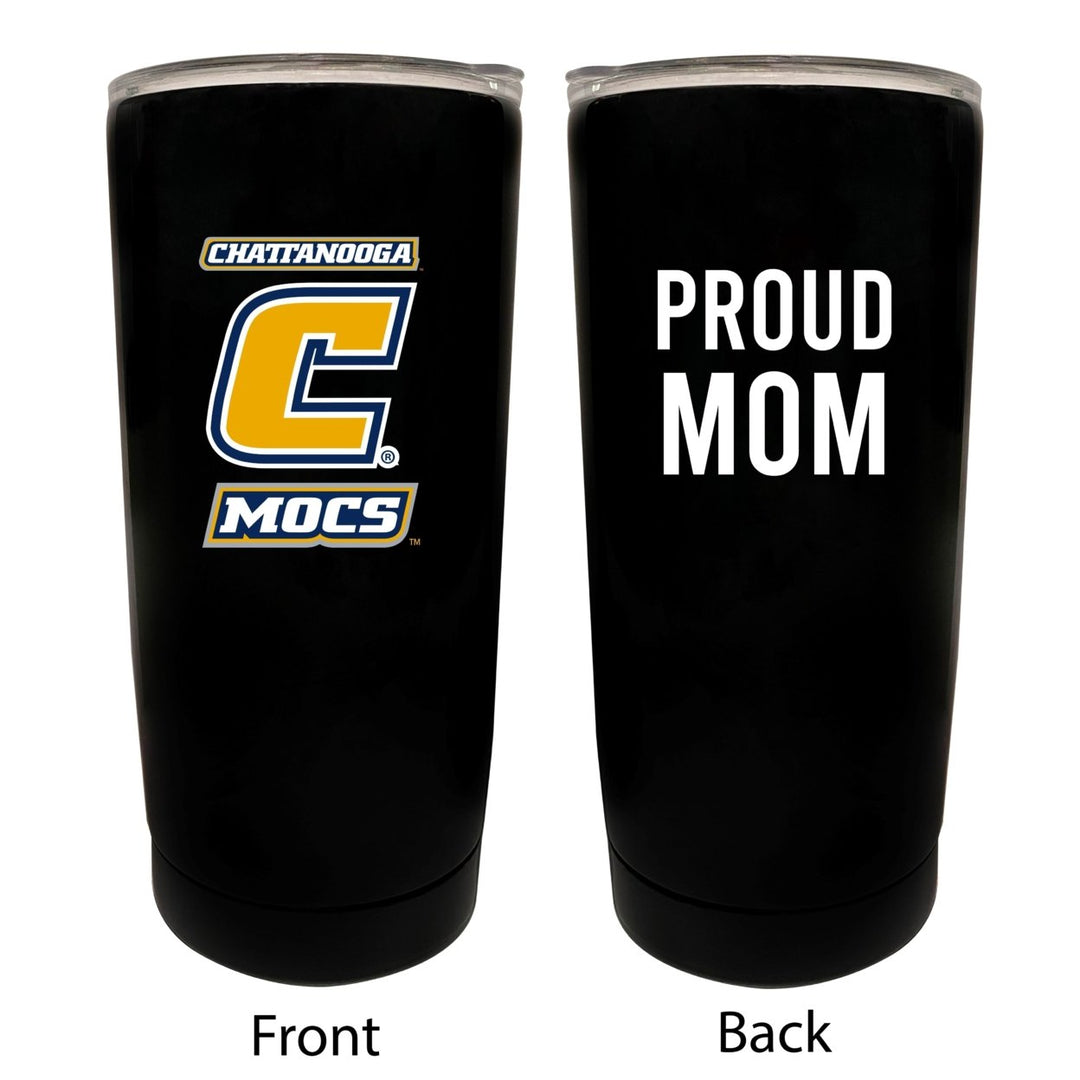 University of Tennessee at Chattanooga NCAA Insulated Tumbler - 16oz Stainless Steel Travel Mug Proud Mom Design Black Image 1