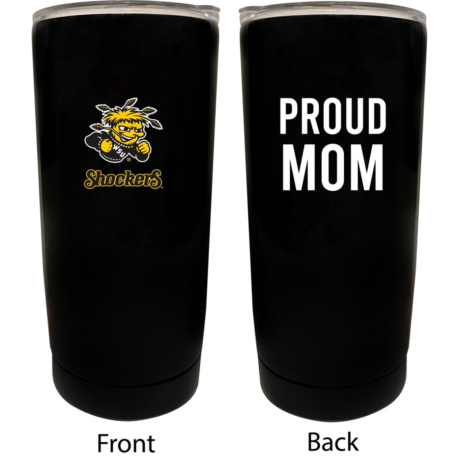 Wichita State Shockers NCAA Insulated Tumbler - 16oz Stainless Steel Travel Mug Proud Mom Design Black Image 1