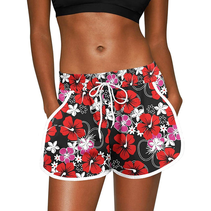 2-Pack Womens Floral Printed Shorts Elastic Waist Drawstring Summer Lounge wear Pants Casual Dolphin Shorts with Pockets Image 6