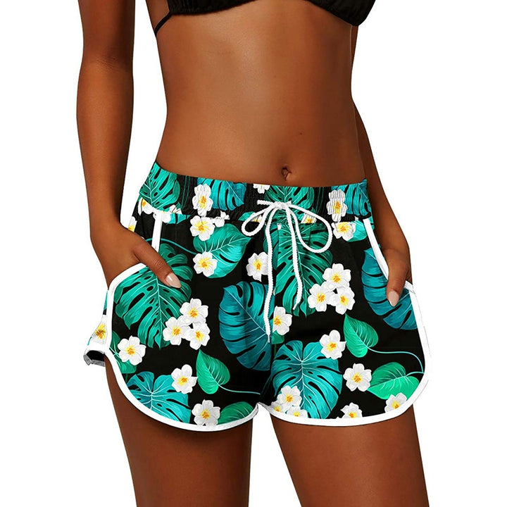 2-Pack Womens Floral Printed Shorts Elastic Waist Drawstring Summer Lounge wear Pants Casual Dolphin Shorts with Pockets Image 7