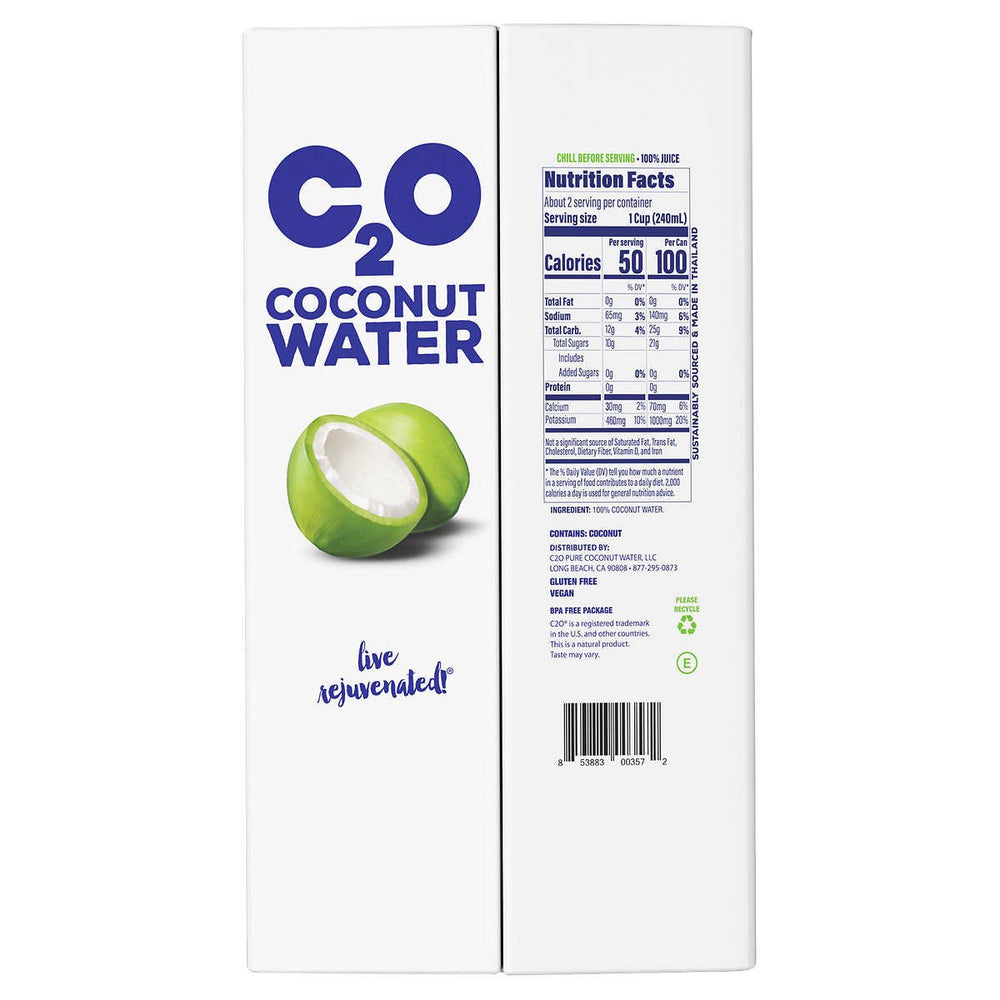 C2O Coconut Water Hydration Pack100% Pure17.5 Fluid Ounce (Pack of 15) Image 2