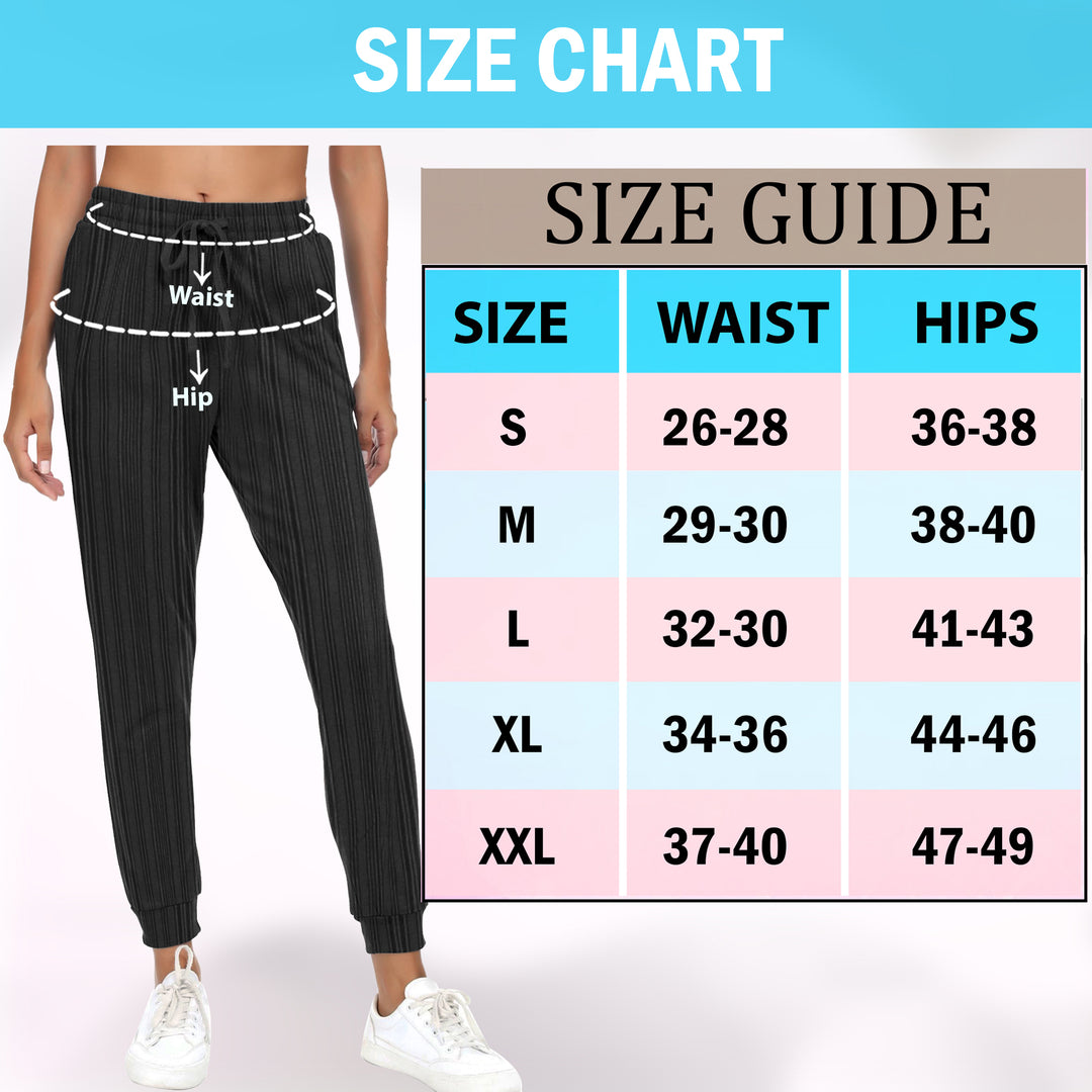2-Pack Womens Striped Jogger Sweatpants with Pocket Drawstring Elastic Waist- Soft Breathable Casual Active Lounge Wear Image 11