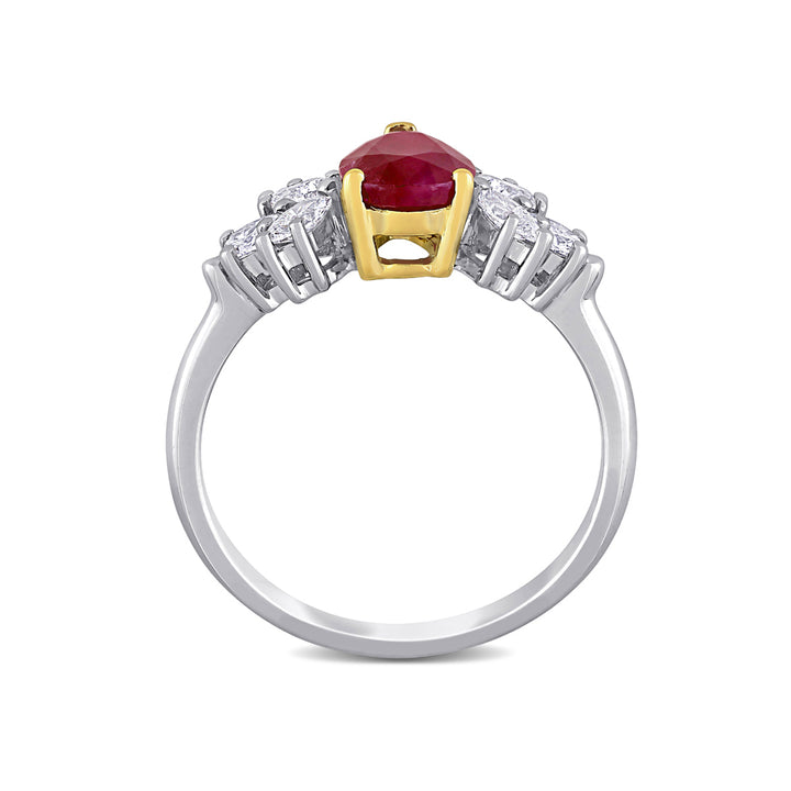 1.48 Carat (ctw) Ruby Pear Engagement Ring with Diamonds in 14K White Gold Image 4