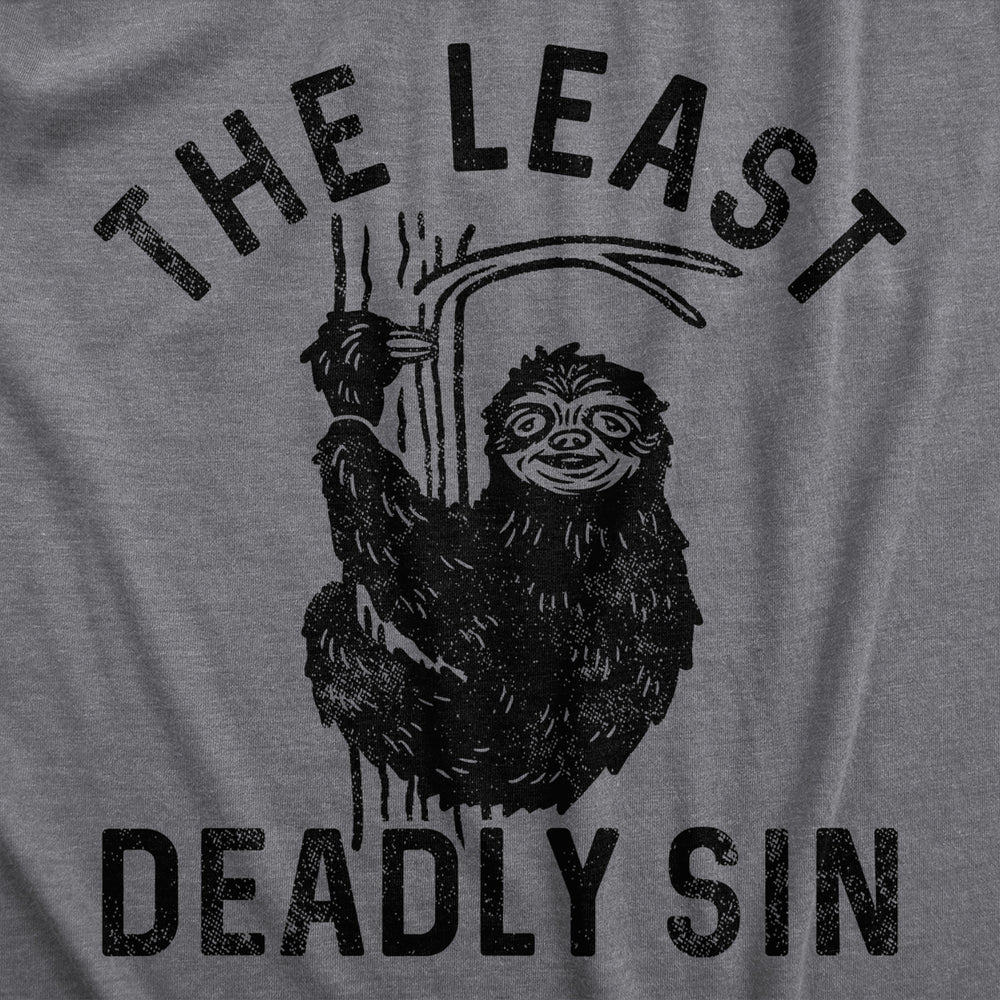 Mens The Least Deadly Sin T Shirt Funny Lazy Sloth Joke Tee For Guys Image 2