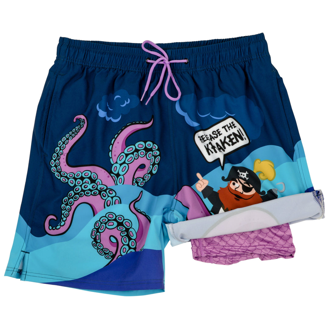 Release The Kraken! 6" Inseam Lined Swim Trunks Image 1