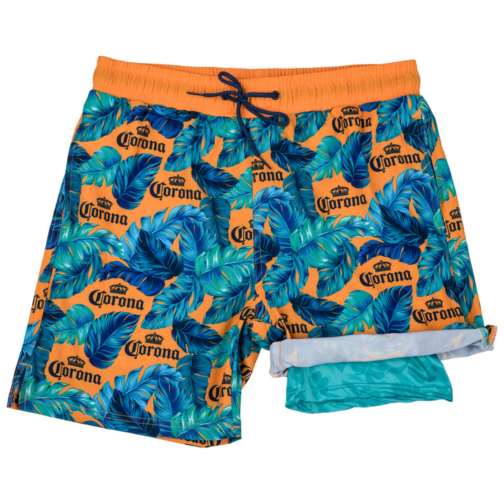 Corona Extra Tropical Beer 6" Inseam Lined Swim Trunks Image 1