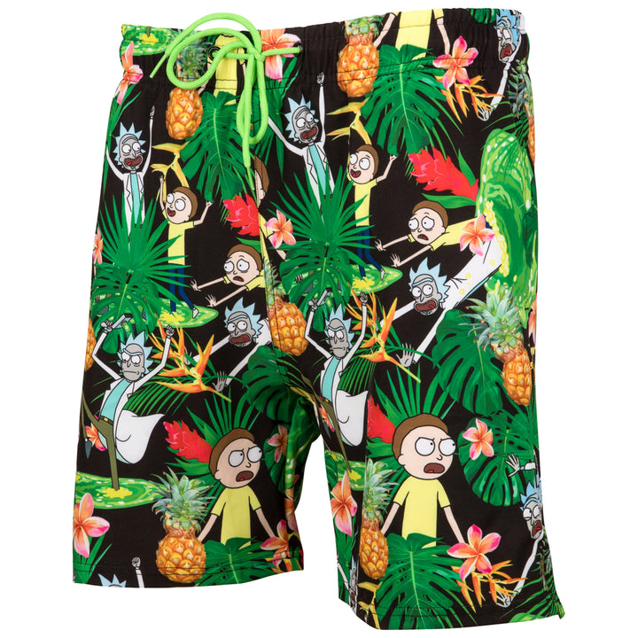 Rick And Morty Tropical Adventures 6" Inseam Lined Swim Trunks Image 4