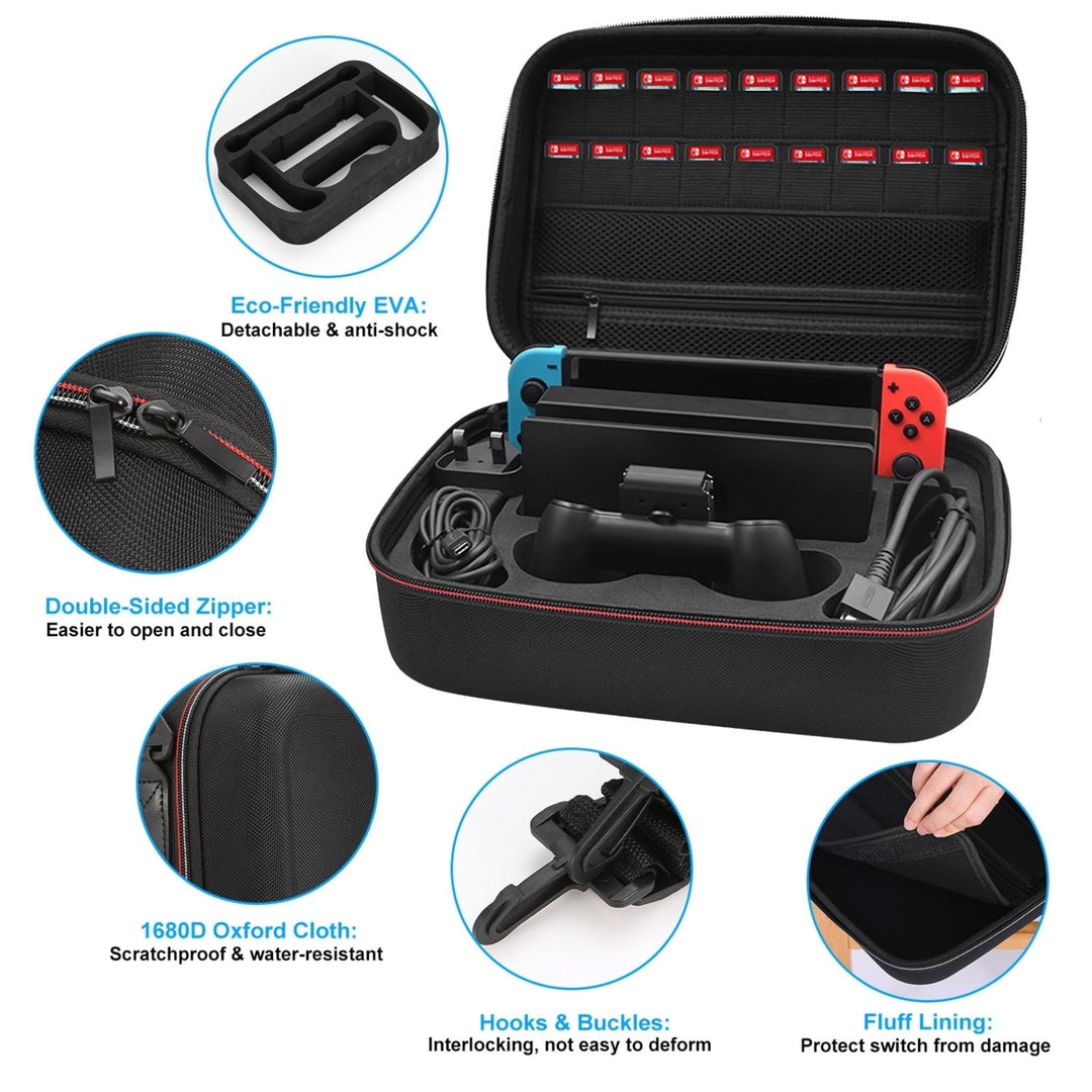 Portable Deluxe Carrying Case for Nintendo Switch Protected Travel Case with Rubberized Handle Shoulder Strap Image 6