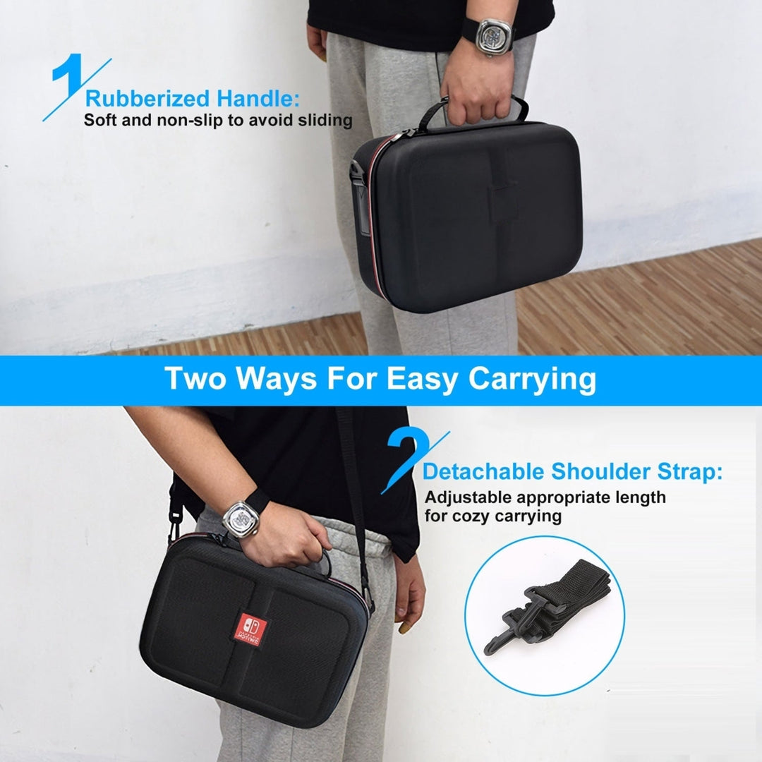 Portable Deluxe Carrying Case for Nintendo Switch Protected Travel Case with Rubberized Handle Shoulder Strap Image 7