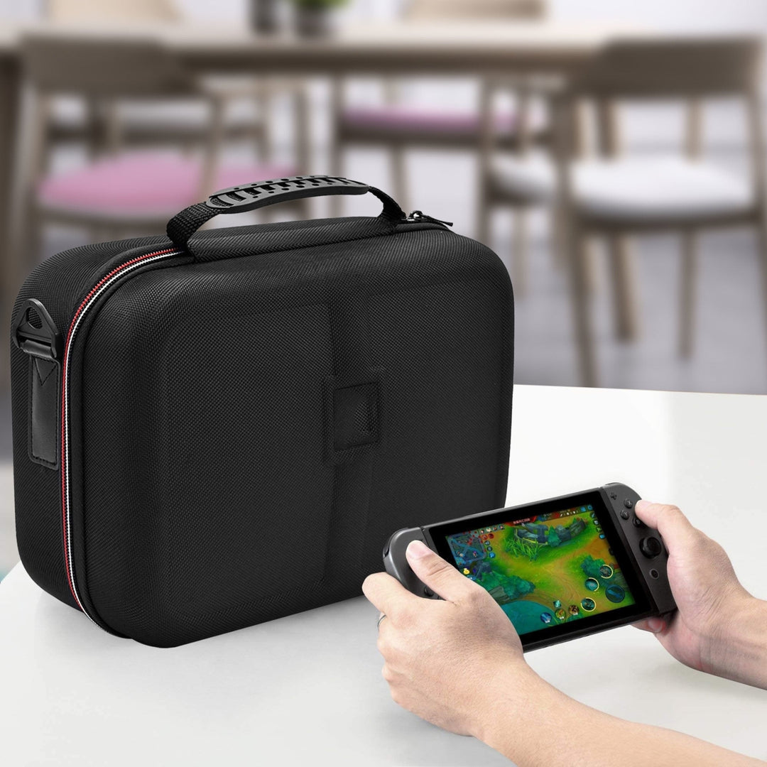 Portable Deluxe Carrying Case for Nintendo Switch Protected Travel Case with Rubberized Handle Shoulder Strap Image 11