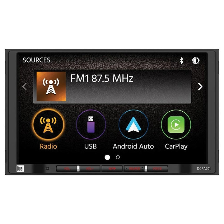 DUAL DCPA701 2 Din 7 Media Player CarPlay Android Auto Bluetooth Camera Input Image 1