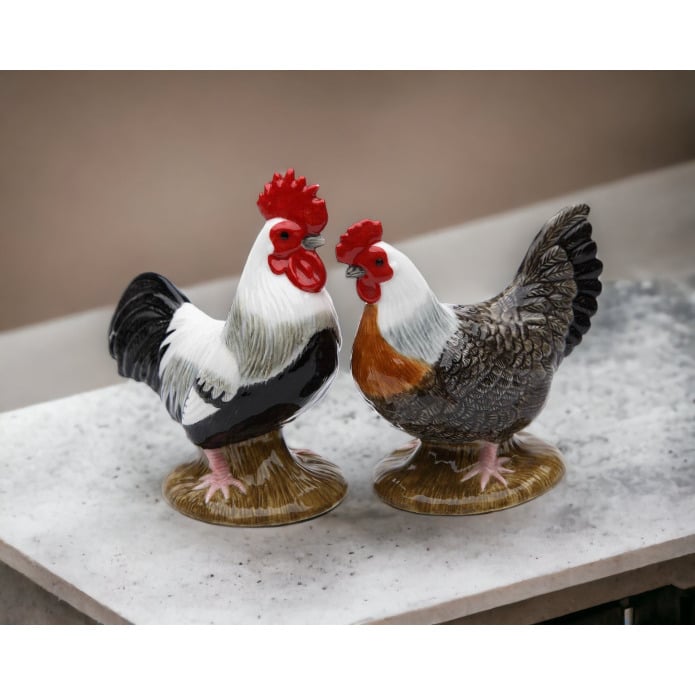 Ceramic Black and White Rooster Salt and Pepper ShakersHome DcorKitchen Dcor, Image 2