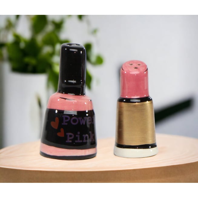 Ceramic Nail Polish Lipstick Salt and Pepper Shakers Image 2