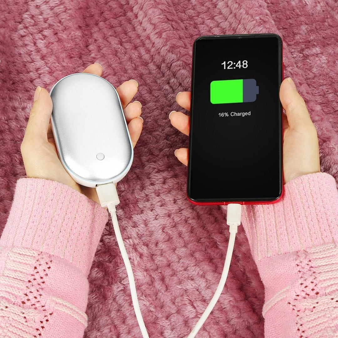 Portable Hand Warmer 5000mAh Power Bank Rechargeable Pocket Warmer Double-Sided Heating Handwarmer Image 4